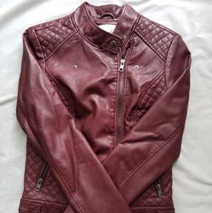 Maroon faux leather jacket